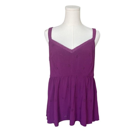 Women's Purple Sleeveless Top Torrid Eyelet Plum Caspia Cami 4X 26 - Picture 3 of 15